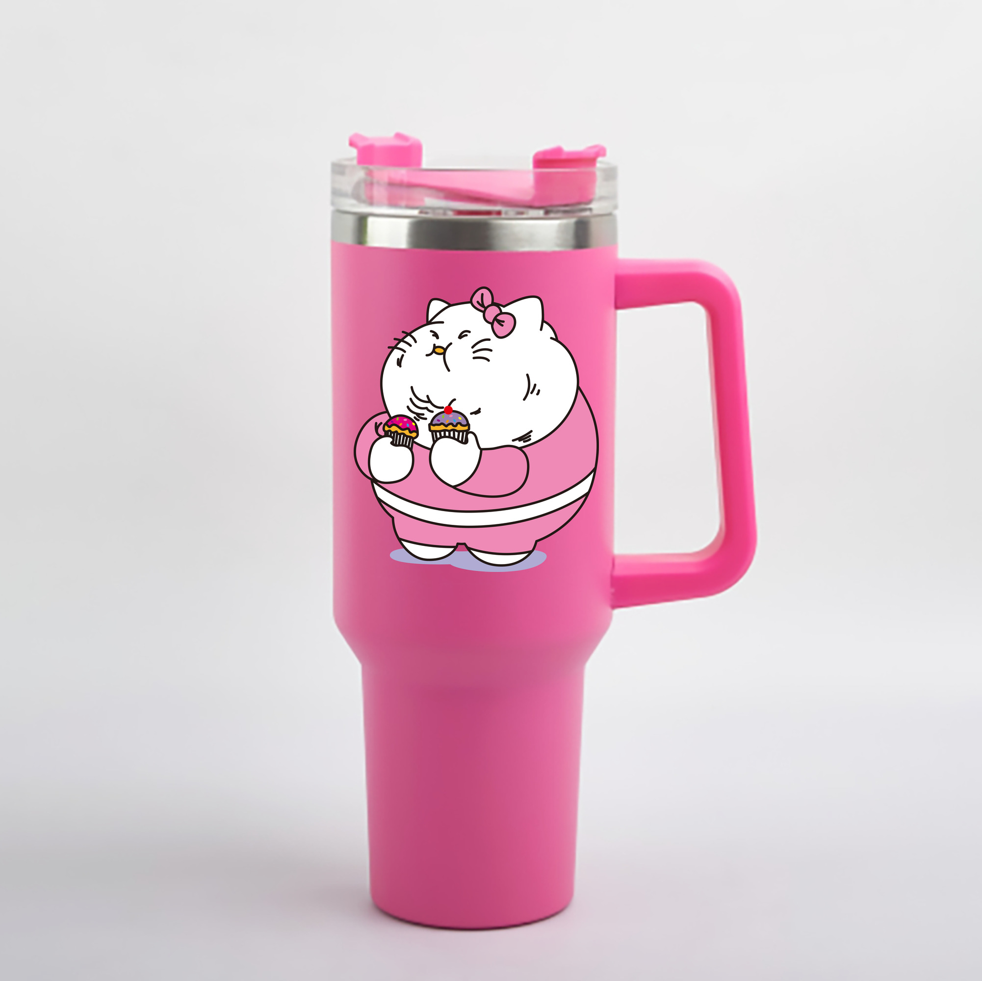 （画像用） Hello Kitty ハローキティ 1200mL車用タンブラー - クリスタルステッカー（プラスチックストロー付き）
